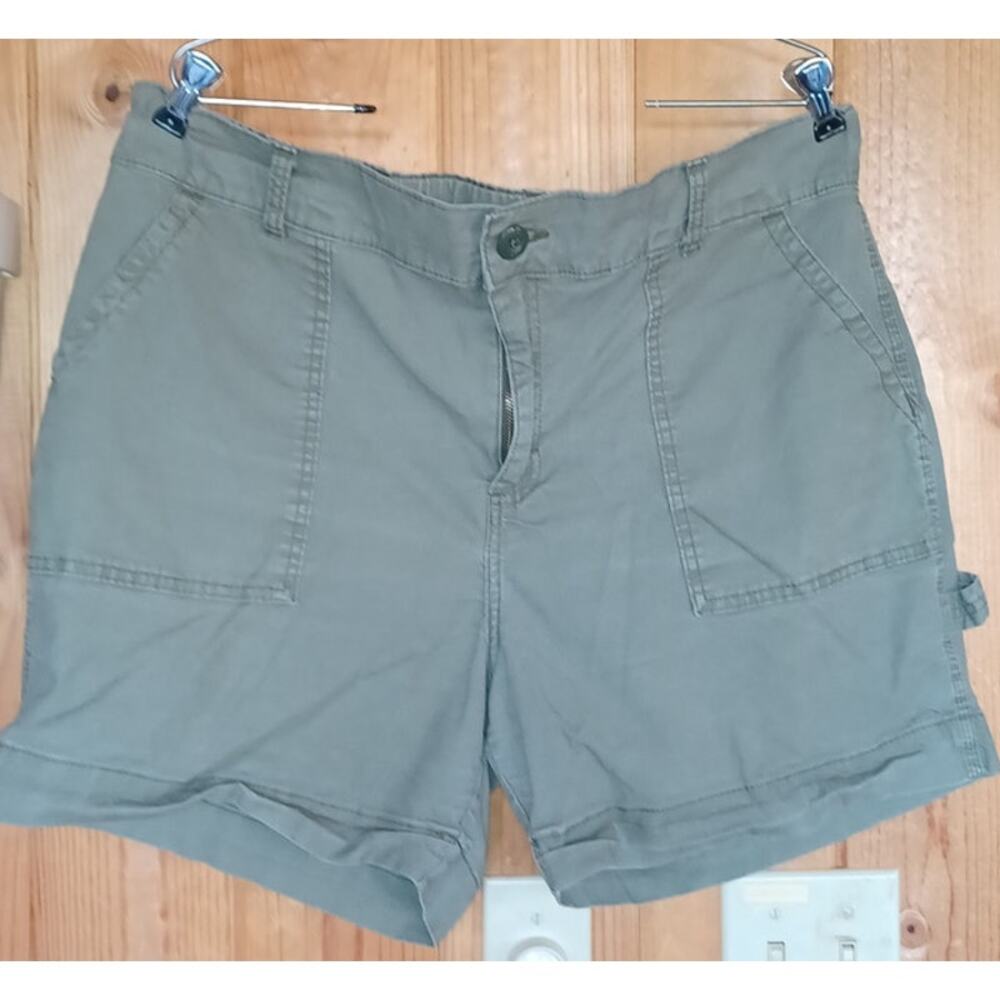 Lee Heritage Shorts Women's 18 Olive Green Carpenter Style Big Pockets Stretchy - Picture 3 of 7
